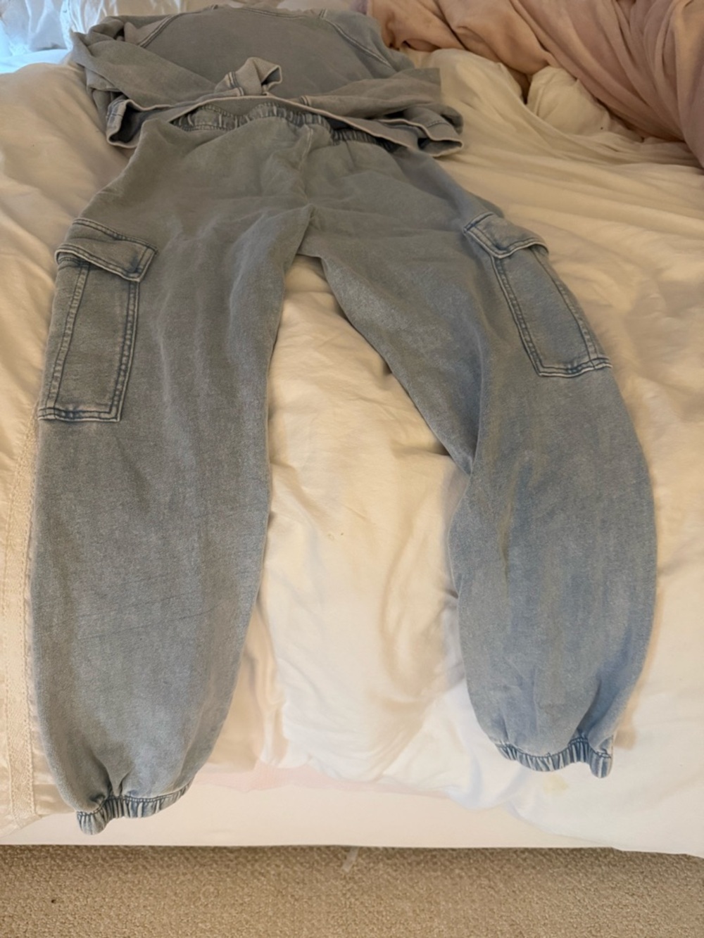 Z Supply Light Blue Washed Track Joggers - Picture 2 of 2